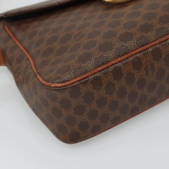 CELINE Macadam Canvas Shoulder Bag PVC Leather Brown Gold Auth yk18347 - Picture 5 of 16